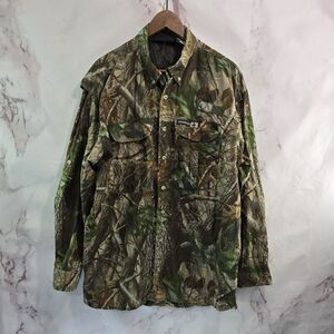 Winchester Shirt Men Large Camo Woodland Button Up Hunting Realtree Hardwoods